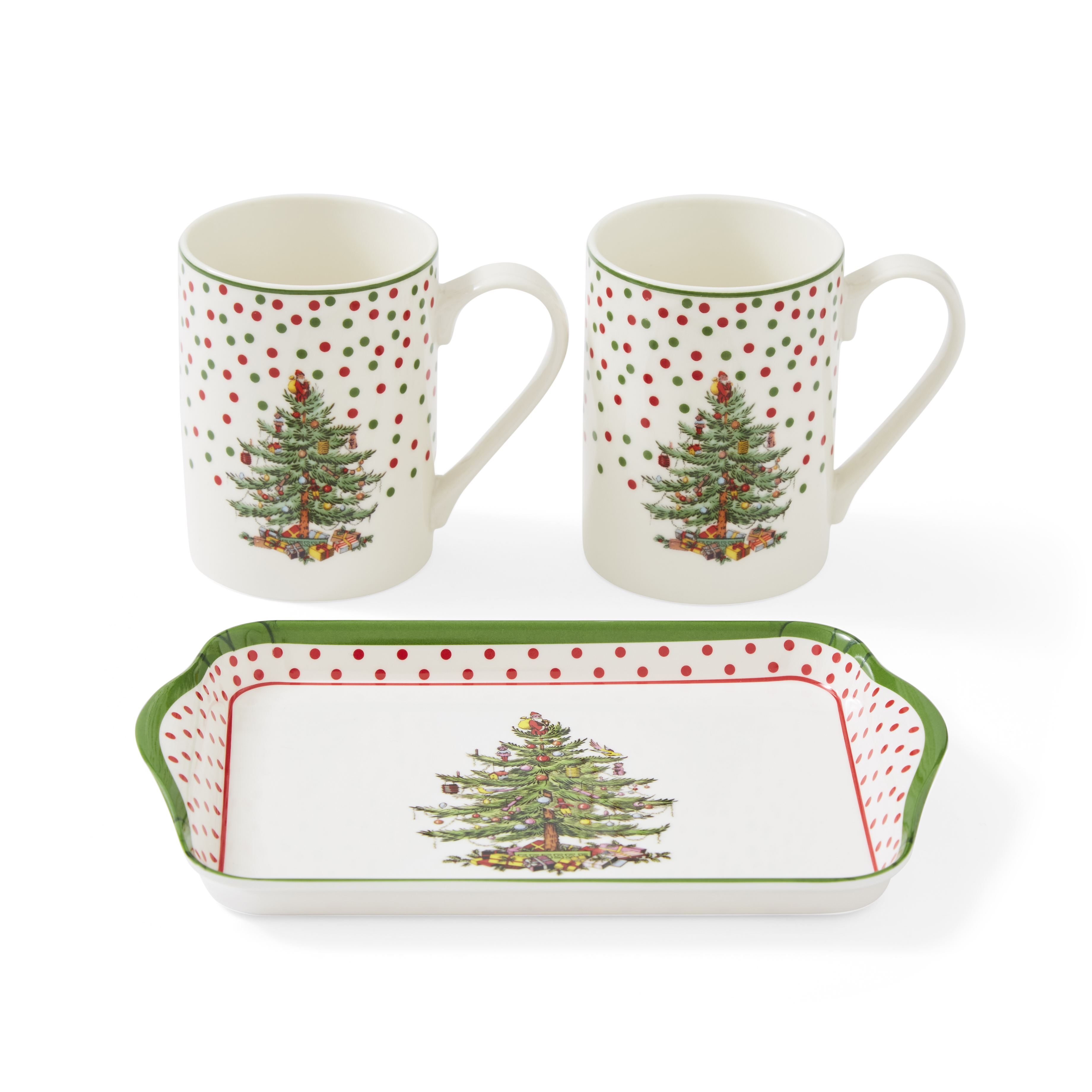 Christmas Tree Polka Dot Mug & Tray Set image number null